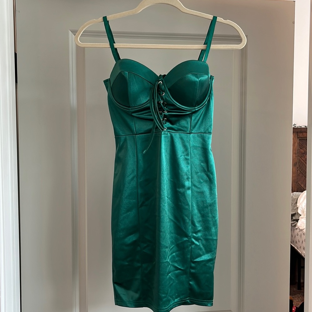 Fashionnova Bustier Bodycon Emerald Dress